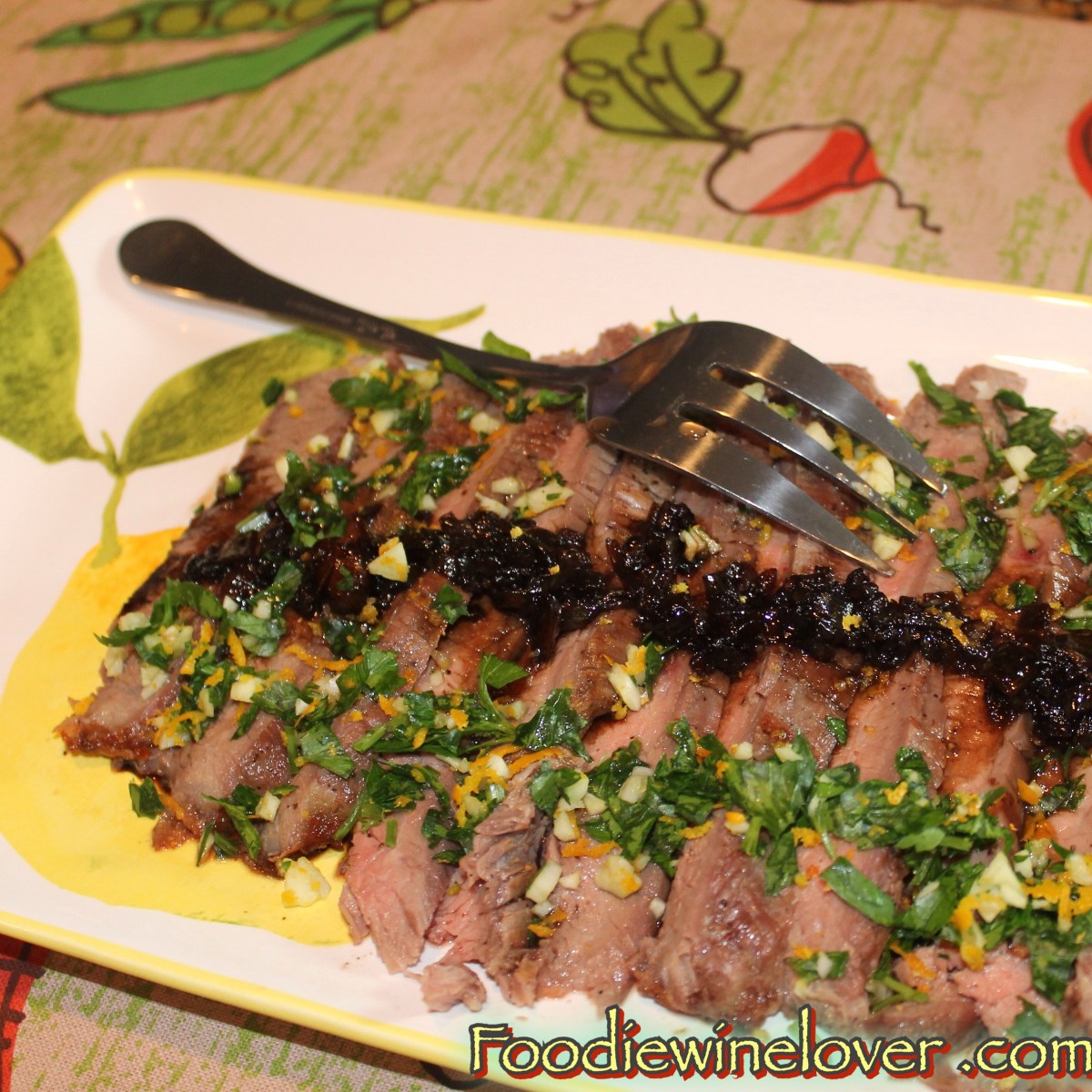 Grilled Flank Steak with a Balsamic glaze and Orange Gremolata