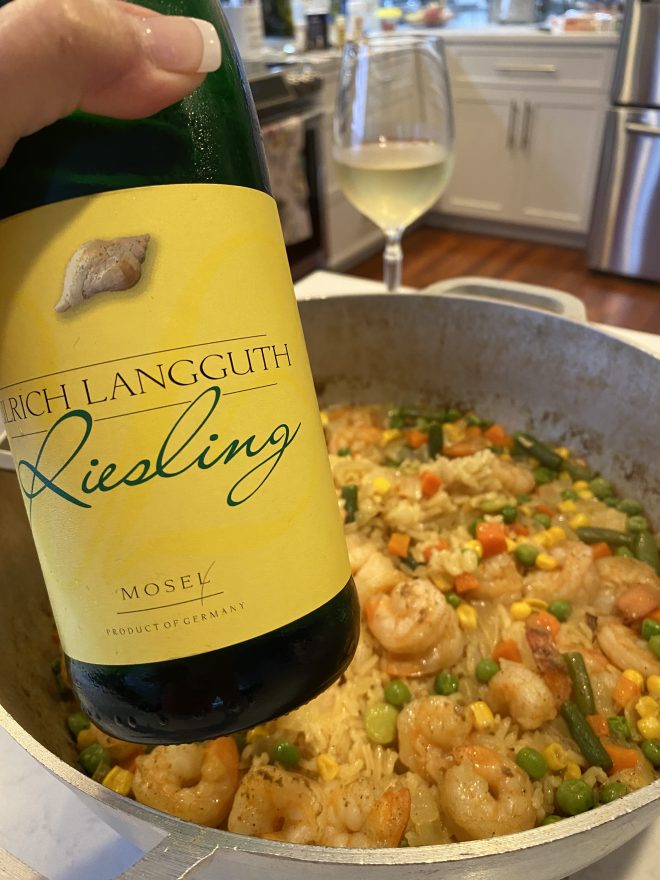 Curry Shrimp with Rice paired with Riesling
