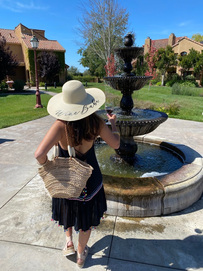 Enjoying one of the stunning fountains