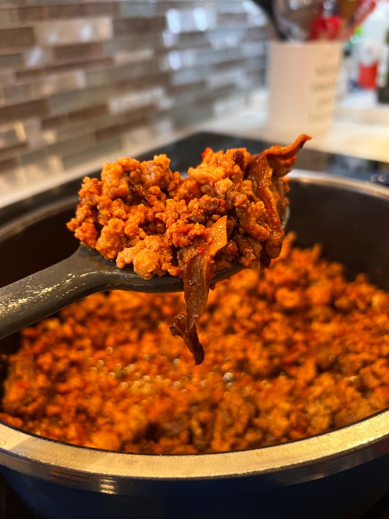 Rustic Pasta with Meat, Porcini mushrooms, and Spinach